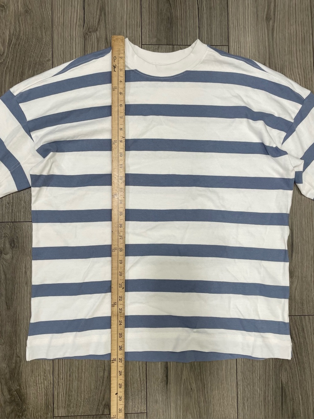 AYR The Early Mornings Tee M Long Sleeve Knit Blue White Striped Cotton Casual - Picture 4 of 7